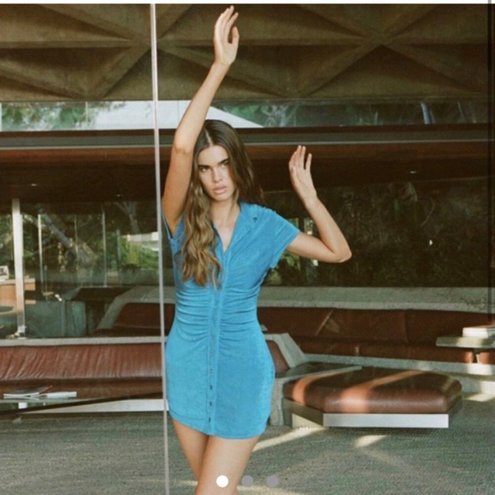 With Jéan Alexa Dress Electra Blue Short Sleeve Size Medium
